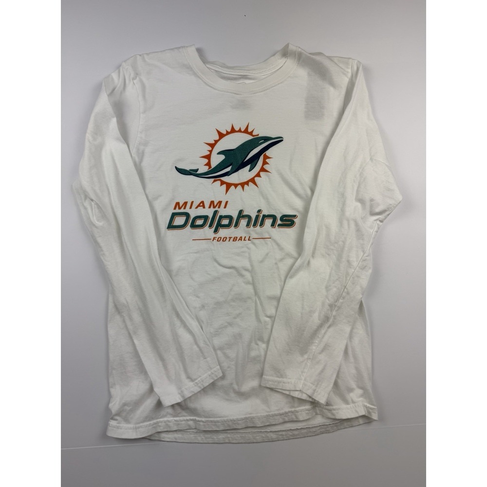 Fanatics Miami Dolphins Long Sleeve T-Shirt Women's Small White NFL Graphic Tee